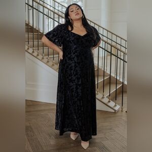 Baltic Born Everly Velvet Black Cocktail Evening Wedding Guest Dress 1X